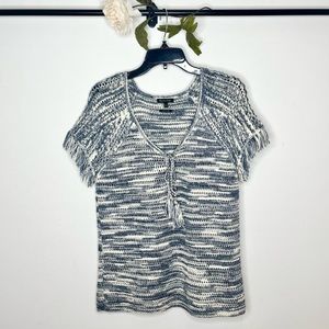 Massimo Dutti Marled Knit Short Sleeve Sweater